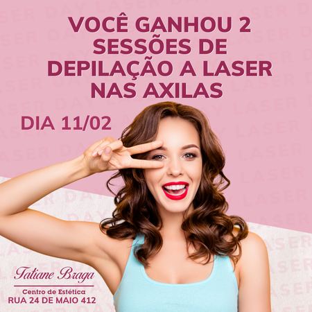 GANHE 1 SESSÃO DEPILAÇÃO LASER - Axilas ou Buço
💎 Temos um equipamento definido como padrão OURO, em resumo o melhor equipamento do mercado.
A depilação é um procedimento muito efetivo quando o assunto é ELIMINAR PELOS.
Temos apenas 7 vagas para esta CORTESIA DE 1 Sessão Grátis!
⭕⚠️ Precisa ser agendado para o dia 11 FEV 2021