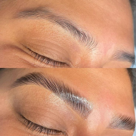 A brow lamination é um procedimento para as sobrancelhas que busca deixá-las com um aspecto mais volumoso, uniforme e alinhado. É realizado aplicando produtos químicos para modelar e ficar os dois em uma direção específica, cobrindo eventuais falhas e proporcionando um visual mais encorpado e definido.